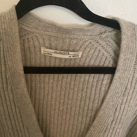 All Saints Quinta light gray button cardigan M - Picture 3 of 5